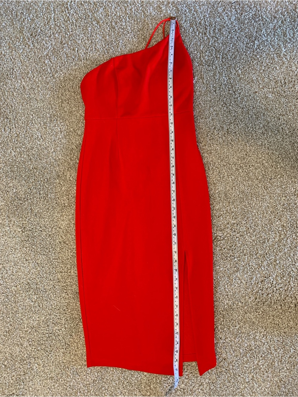 One-Shoulder Red Midi Dress - Picture 4 of 6